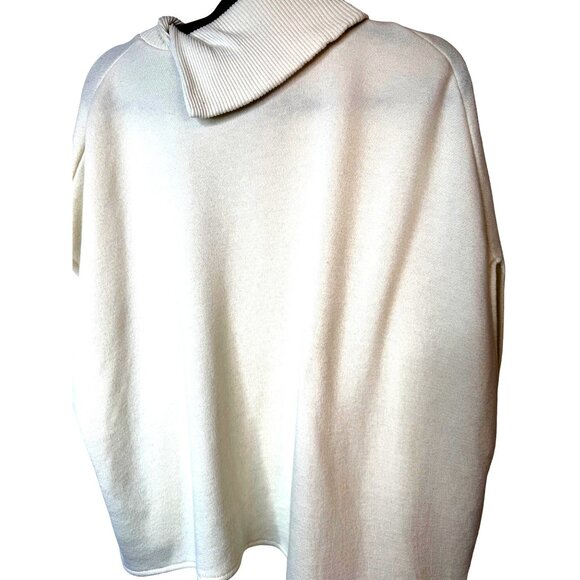 NWOT ZARA Cream Large Ribbed Turtleneck Poncho Sweater - Picture 10 of 16